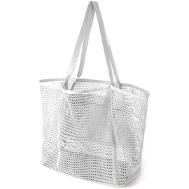 HOHOM Beach Bags for Women, Summer Travel Mesh Tote Bag with Large Inner Pocket, Sandproof Woven Shoulder Handbag Swim Pool Bag, Suit for Family Vacation Essentials