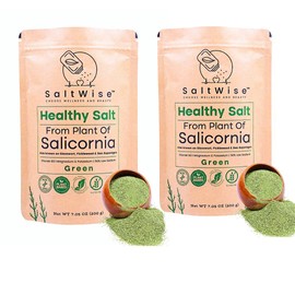SaltWise Green Salt – 50% Less Sodium, Plant-Based Salt Substitute, 100% Dehydrated Salicornia, Natural Umami, No additives (Pack of 2)