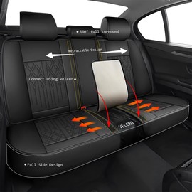 Full Set Car Seat Covers Fit for Hyundai Venue 2020-2023 2024 2025 Breathable Faux Leather Waterproof Seat Cushion with Airbag Compatible Automotive Interior Accessories (Black)-2 Rows 5 Seats
