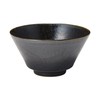 Mu-in Ryohin Mino-yaki Rice Bowl, Black Glaze, Approx. Diameter 12.7