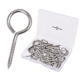 SHONAN - Tornillos de ojo de acero inoxidable de 1.57 pulgadas para madera, 30 piezas de tornillos de ojo, uso en interiores y exteriores, capacidad de 17 libras