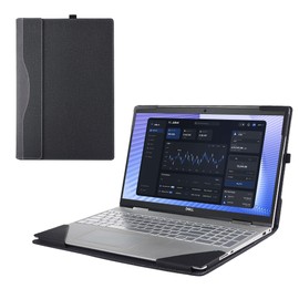 RUNMEIJIA Laptop Cover Case for Dell Precision 3490/3480/3470 14 inch [not Compatible with Any Other Model] .2-in-1 PU Leather Detachable Notebook Sleeve Computer Bag Protective (Black)