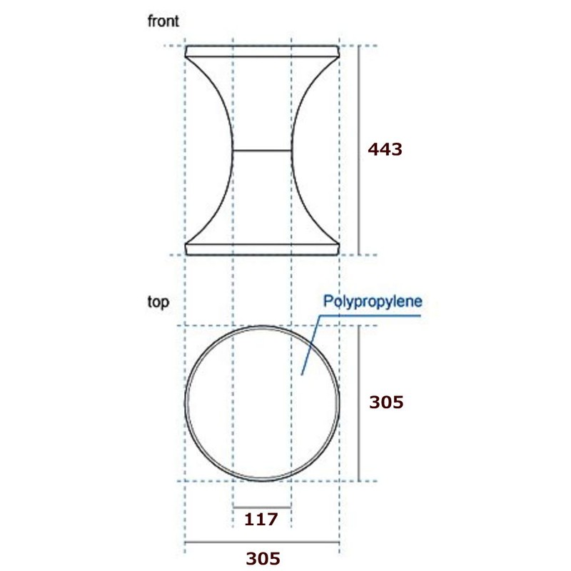 Stool, Red Color, Polypropylene, Diameter (approx.): 12.0 inches (30.5 cm),