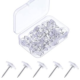 Clear Push Pins Small Plastic Thumb Tacks Steel Point and Clear Plastic Head Pushpins Transparent Paper Push Pins for Cork Board (50)