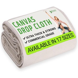 GREEN LIFESTYLE All Purpose Canvas Drop Cloths - Drop Cloth for Painting, Floor Cover, Heavy Duty Protection for Furniture & Surfaces, Reusable Painters Canvas Tarp for Renovation & Home (2 PACK 4x10)
