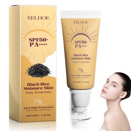 Black Rice Moisture Airyfit Daily Sunscreen, Gesicht Sonnencreme LSF 50+ PA++++, Leicht & Schnell einziehend, Sonnenschutz für trockene Haut,Tägliche und nachträgliche(50G)