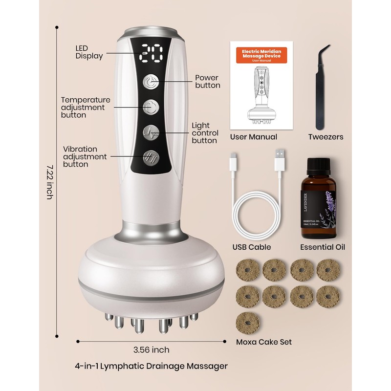 4 in 1 Lymphatic Drainage Massager w/Moxa Pads - [2026