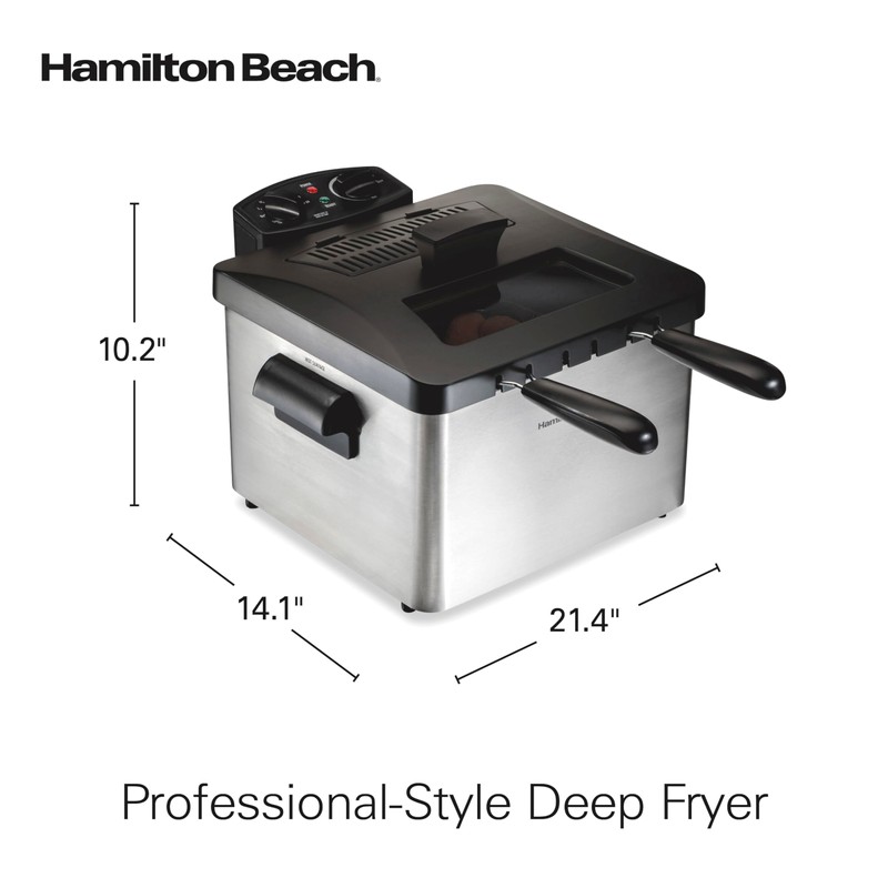 Hamilton Beach Electric Deep Fryer with 2 Baskets and Lid,