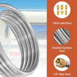 48 FT Propane Hose Extension-High Pressure Braided Gas Line Hose Propane Conversion Kit for BBQ Grill, Fire Pit, Heater (48FT)