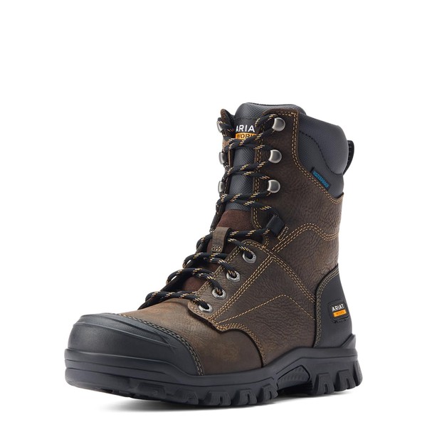 ARIAT Male's Treadfast 8" Waterproof Work Boot, Dark Brown, 10