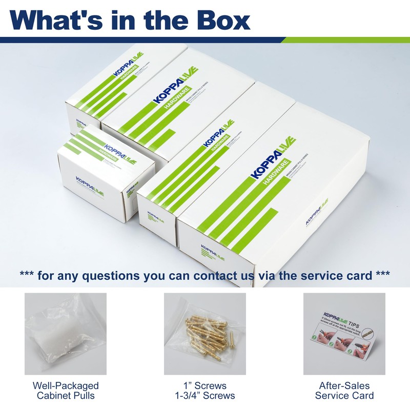 KOPPALIVE 6-Pack Solid Brass Kitchen Cabinet Pulls, Gold Modern T-Bar