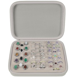 GWCASE Ring Organizer Storage Case - Jewelry Ring Display Collector Box with 42 Slots. Rings Tray Holder Showcase Fits for 50+ Rings, Earrings, Brooches and Cufflinks (Box Only)-Grey
