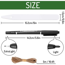 Whaline 200Pcs Thick Plastic Plant Label with Hole, White Waterproof Garden Stake Tags with 2 Marker Pen and A Roll of Twine(6 Inch)