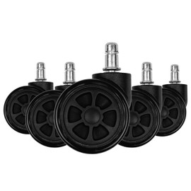 Loywe 5 x Office Chair Castors Hard Floor Wheels for Office Chair Castors Replacement 11 mm x 20 mm Black LWA106S