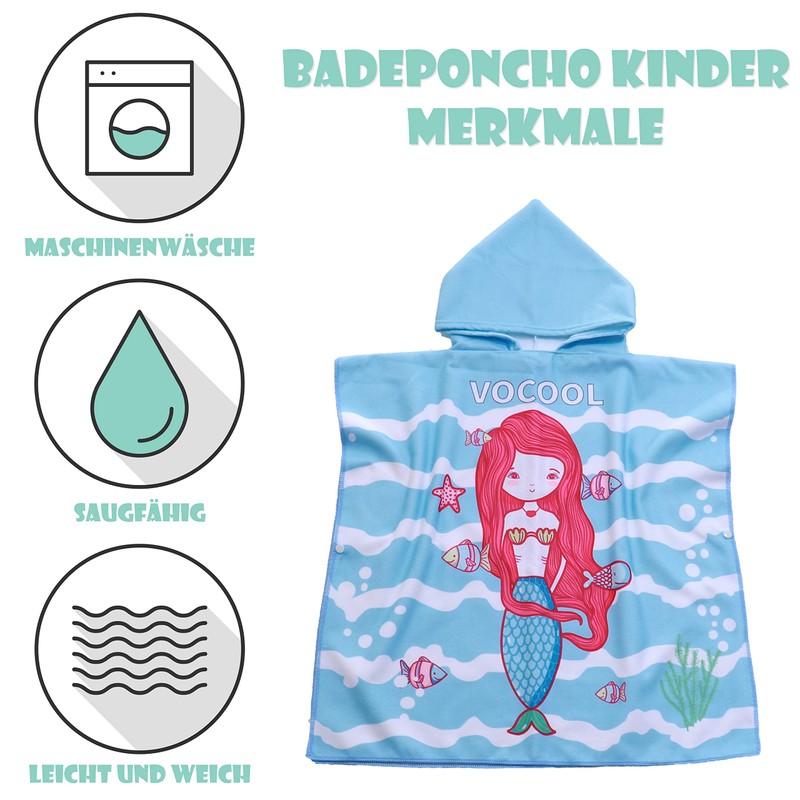 FEBE Bath Poncho Children's Bath Towel with Hood Bathrobe for