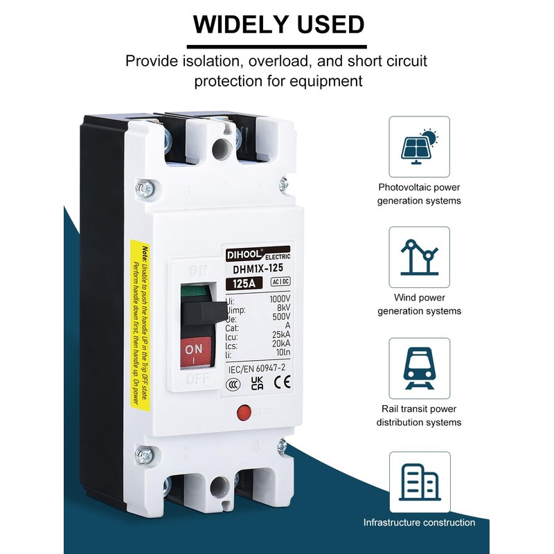DIHOOL DC Main 125 Amp Circuit Breaker, 500V Battery Disconnect