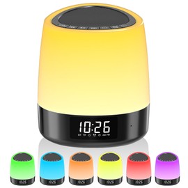 Nursery Night Light for Kids, Parents, Multifunction Color Changing Light with Clock, Alarm, Timer, White Noise Machine with 34 Nature Sounds for Baby, Adult, Battery Powered, Ideal for Bedroom
