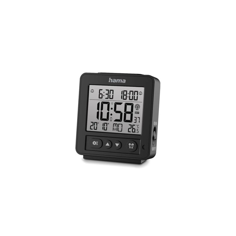 Hama Rhodes LCD Digital Radio-Controlled Alarm Clock Black