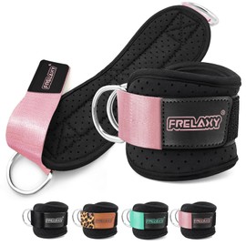 Frelaxy Ankle Straps for Cable Machine – Comfortable & Durable Leg Straps for Kickbacks, Glute Workouts, and Lower Body Exercises – Perforated Neoprene Padding & Tapered Fit (Pair, Pink)