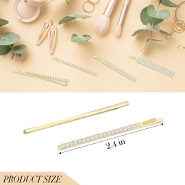 KANPRINCESS 4PCS 2.4in Rhinestone Bobby Pins Rhinestone Hair pins For Womens Girls,Rhinestone Hair Accessories For Party Wedding Daily(Gold)