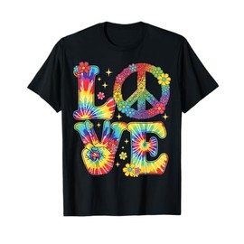 Tie Dye Love Peace Sign Retro Hippie T-Shirt