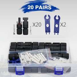 AIRTAK 40PCS Solar Connectors 1000V DC 30A Solar Panel Cable Connectors,IP67 Waterproof Male/Female Cable Connectors with Dual Spanners (20 Pairs)