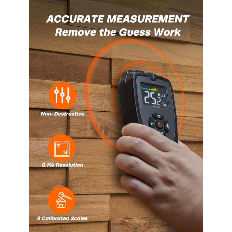 Mecurate Pinless Moisture Meter Mold Detector for Walls, Drywall Wood