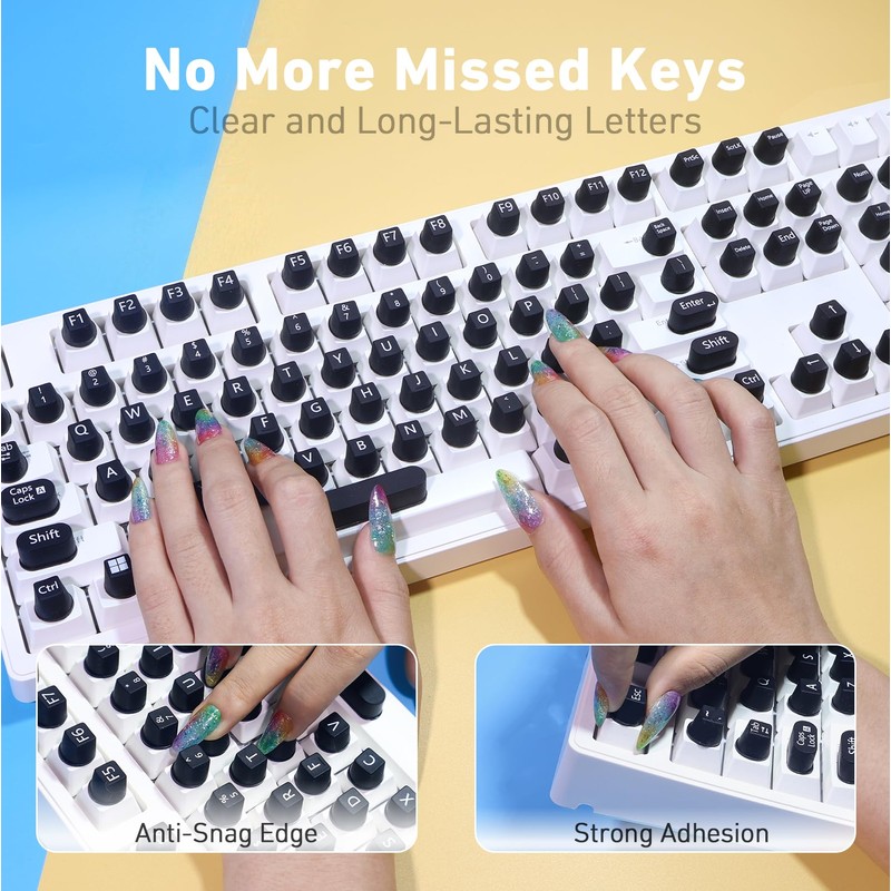130 Pcs Raised Silicone Keyboard Sticker for Long Nails Typing