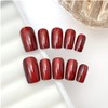 OUDQFCJ 24 Stück Weinrot Press on Nails Kurz, Eckig Nägel