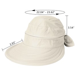 KXF Women Sun Hat UV Protection Foldable Wide Brim Sun Visor with Removable Top Without Sun Hats for Summer Beach Hiking Adjustable Fit, beige