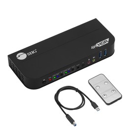 SIIG 2-Port 4K KVM Switch HDMI with Remote Control, 1x HDMI Output, 2X USB 3.2 Type-A Ports, EDID Bypass, Compatible with Windows and Mac (CE-KV0E11-S1)