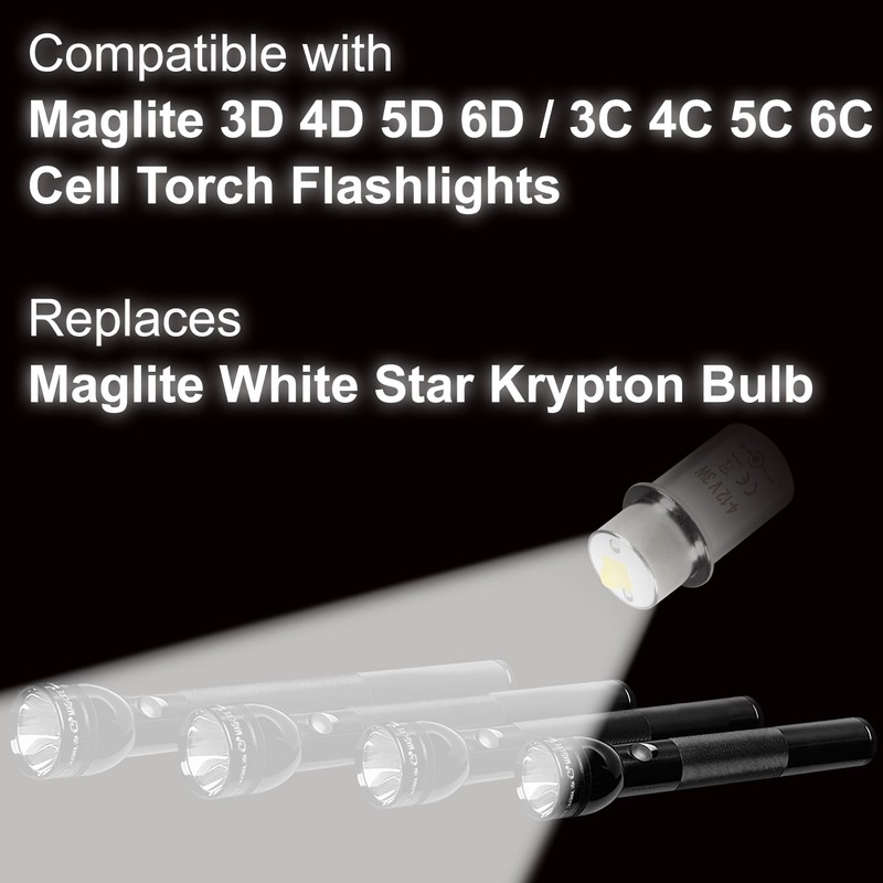 HQRP High Power Bulb 2-Pack Compatible with Mag-Lite 3-4-5-6 D/C