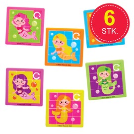 Baker Ross FX792 Magic Mermaid Sliding Puzzle - 6 Pack Party Bag Fillers for Kids