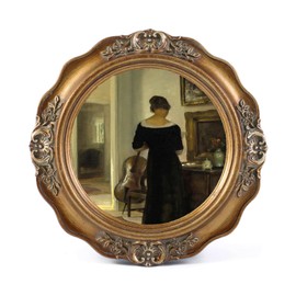 SIKOO Vintage Picture Frames 3x3 Small Antique Round Picture Frame Tabletop and Wall Mount Vintage Mini Wall Decor Bronze Gold