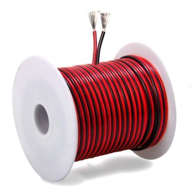 18 Gauge (40 ft long) Tinned Copper 2pin 2 Color Red Black Cable Hookup Electrical Wire LED Strips Extension Wire 12V/24V DC Cable, 18AWG Flexible Wire Extension Cord for LED Ribbon Lamp Tape Lighting