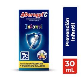 ADerogyl C Multivitamínico Infantil Frasco con Gotero 30 ml. Ayuda a la Prevención y Tratamiento de la Gripe de tus Pequeños. Con Vitaminas A, C Y D