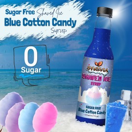 Syruvia Sugar-Free Snow Cone Syrup 12.7oz - Blue Cotton Candy - 0 Calorie Syrup For Shaved Ice, Snow Cones, Slushies, Italian Soda, Popsicles. Keto Friendly, Kosher, Dairy Free