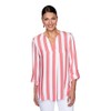 Ruby Rd. Playera Ligera con Cuello Dividido y Rayas para