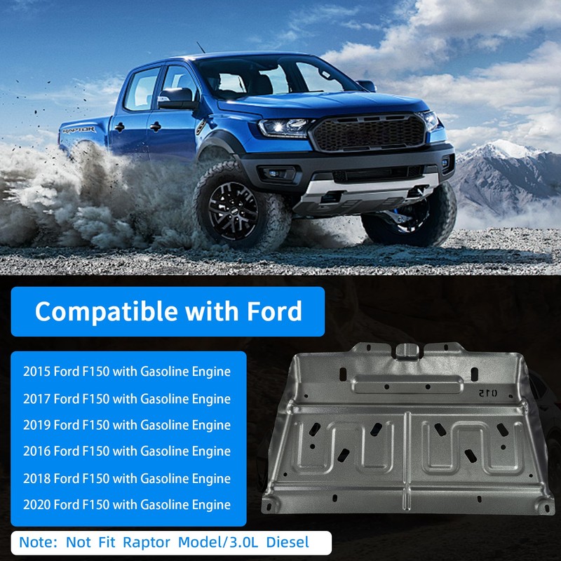 Upgrade Manganese Steel Splash Panel Shield Compatible with 2015-2020 Ford