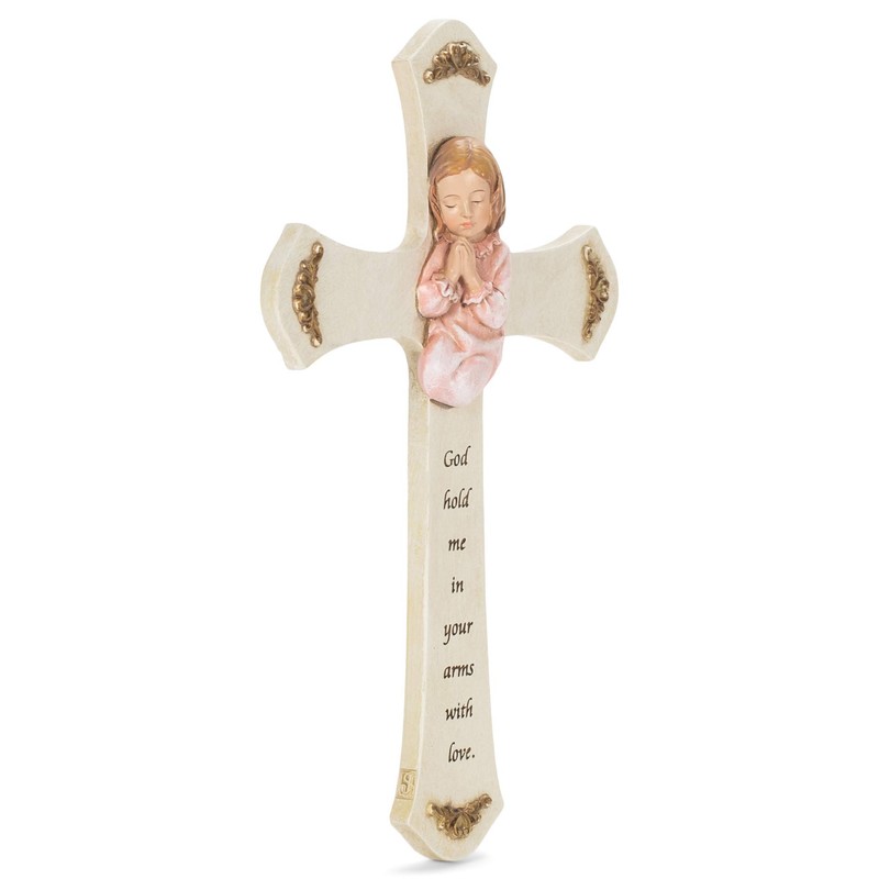 Girl Nursery White Prayer Cross, 8 1/8 Inch