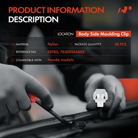 A-Premium 30PCS Nylon Body Side Moulding Clip Compatible with Honda CR-V CRV 1999-2001, Civic 1999-2011, Pilot 2003-2008, Odyssey 1999-2004