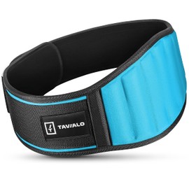TAVIALO Weight Lifting Belt, Fitness Belt in Blue, Grey and Red, Sizes M to XL, Safe and Extra Padded, for Weight Training, Bodybuilding, Powerlifting, Crossfit, Weightlifting Gym Belt