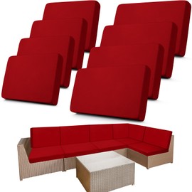 Newwiee 8 Pcs Stretch Patio Outdoor Cushion Covers Replacement for 4 Backrests and 4 Patio Cushions Covers, Waterproof Couch Sofa Slipcover Furniture Protector, Thin Fabric Breathable(Wine Red)