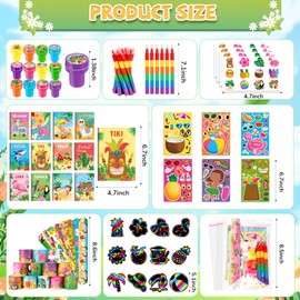 BenLouis 192Pcs Hawaiian Luau Party Favors Aloha Summer Tiki Theme Coloring Books Crayons Sticker Set Bulk for Kids Beach Pool Birthday Goodie Bag Stuffer Classroom Gifts Rewards Craft Pinata Fillers