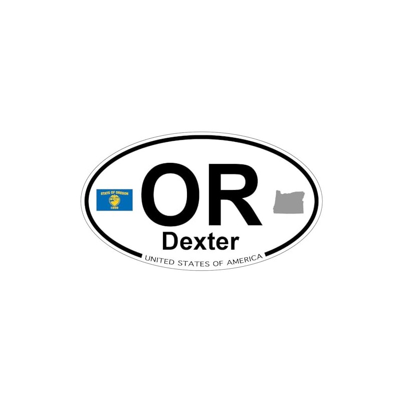 US Decal, Inc. Dexter, Oregon Oval Sticker with State Flag
