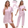 EPLAZA 3 Piece Silk Pajamas for Women Set Satin Pajama