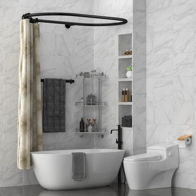 Hoop Shaped Shower Curtain Rod 58.3"x24" – Rustproof Square Oval