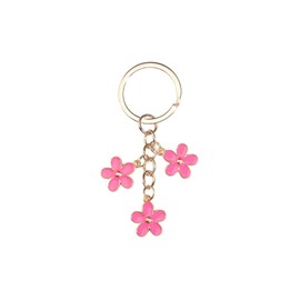 Fuqimanman2020 1~4 Pcs Flowers Charms Enameled Keychain Cute Flowers Chain Tassel Keyring Gifts Purse Bag Accessories(Pink 2)