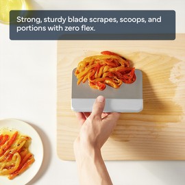 Misen Stainless Steel Bench Scraper - Versatile Food Scraper with Walnut Handle - Ideal for Kitchen, Pastry & Dough - Durable Cutting Board Scraper Tool - Effortless Transfer into Pots & Pans - White