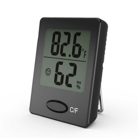 BALDR Portable Mini Digital Versatile Thermometer Hygrometer - Monitor Temperature Gauge & Humidity with Wall Hanging, Standing & Magnet Options for Home, Office, Greenhouse and More (Black, 3 Pack)